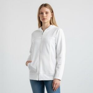 4/$24 Kirkland Signature Full Zipper White Hooded Sweatshirt